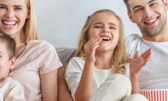 Family watching TV