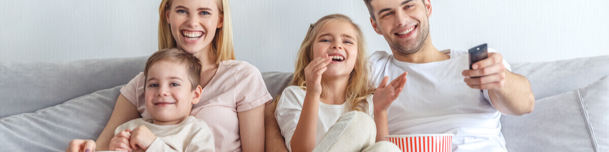 Family watching TV