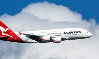 Qantas plan flying through clouds