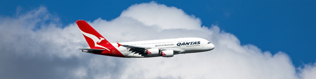 Qantas plan flying through clouds