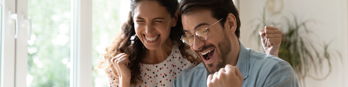 Happy couple celebrating