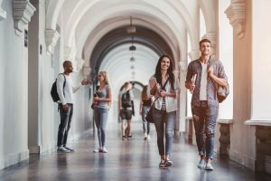 University students walking