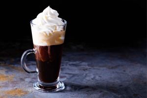 Vienna coffee in a glass with whipped cream