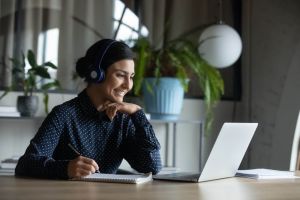 Woman studying online