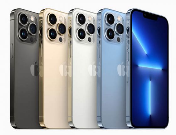 iPhone 13 Pro series phones in four colours