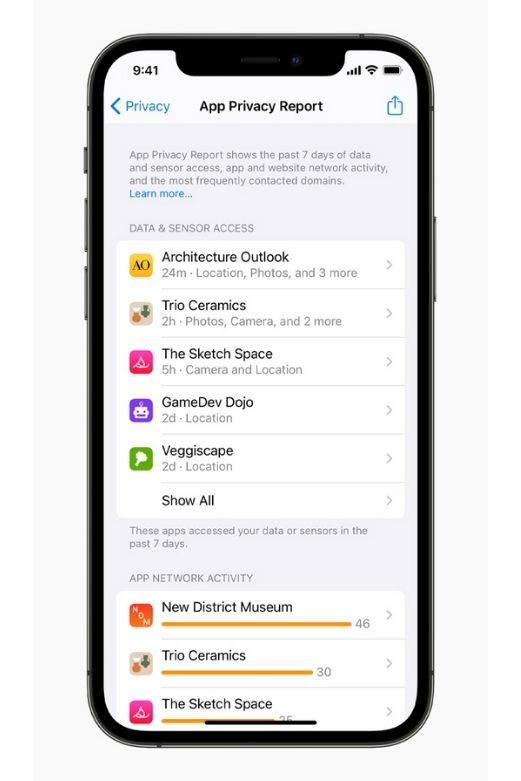 App Privacy Report in iOS 15