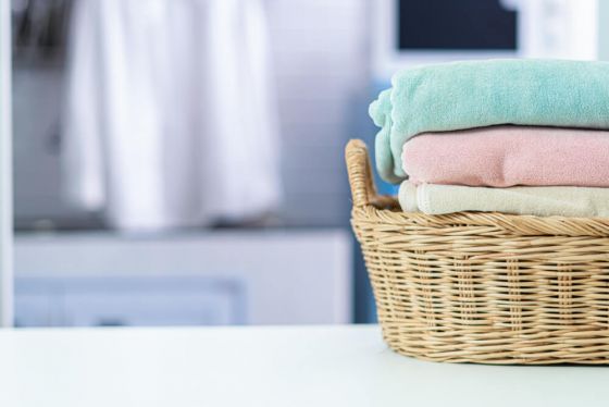 Towels in washing basket