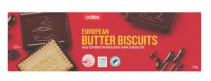 Coles European Dark Chocolate Coat Butter Biscuits