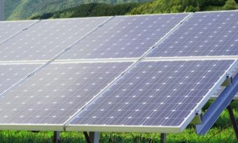 Solar panels in a field