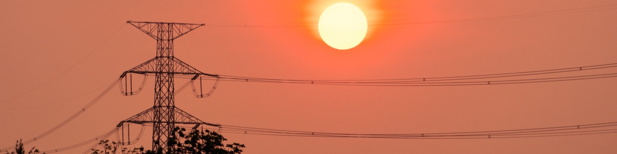 Electricity grid during sunrise