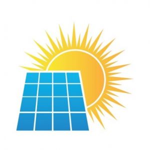 Solar panels with sun