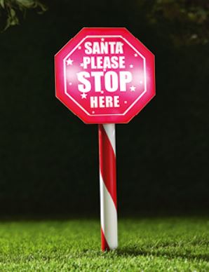 LED Solar Santa Stop Here Sign
