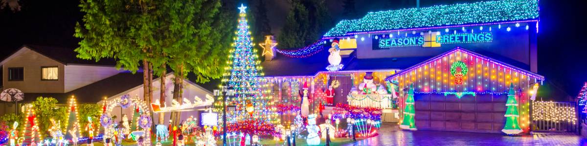 Christmas light display out the front of a house