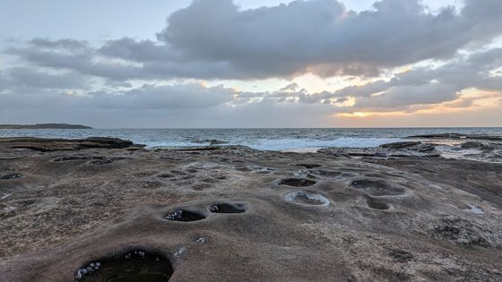 Ocean and rockpools at sunrise