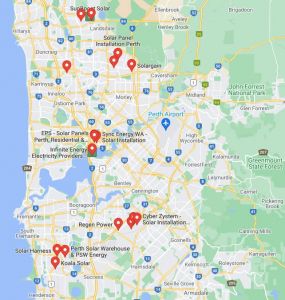 Map of Perth solar installers