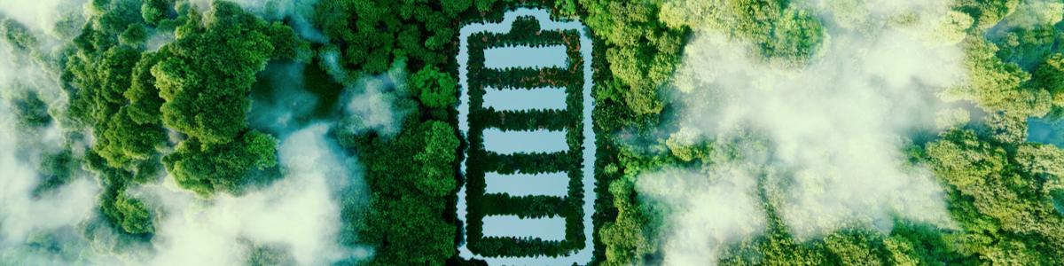 Battery outline in greenery