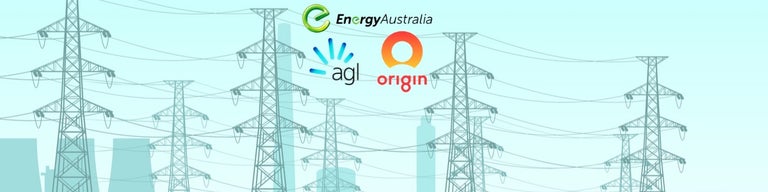 Energy company logos on electricity wire background