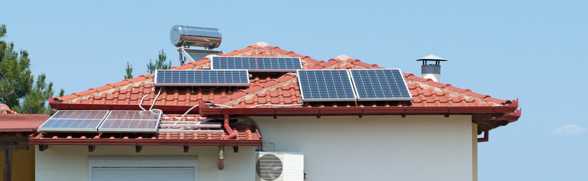 House with solar panels on the roof