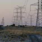 Electricity towers in landscape