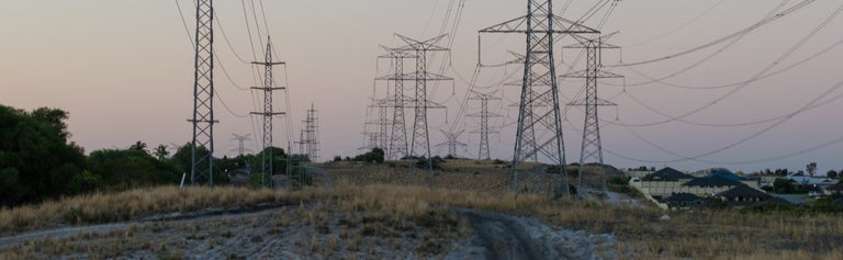 Electricity towers in landscape