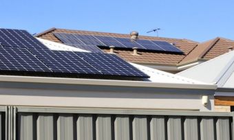 Rooftops with solar panels in Victoria