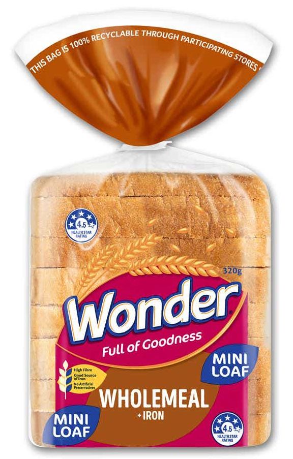 Wonder wholemeal bread compared