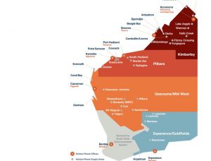 Horizon Power distribution and supply map Western Australia