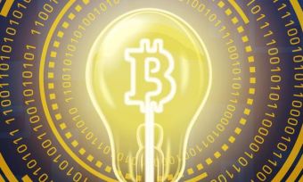 Bitcoin icon in light bulb