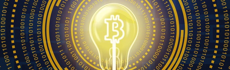 Bitcoin icon in light bulb