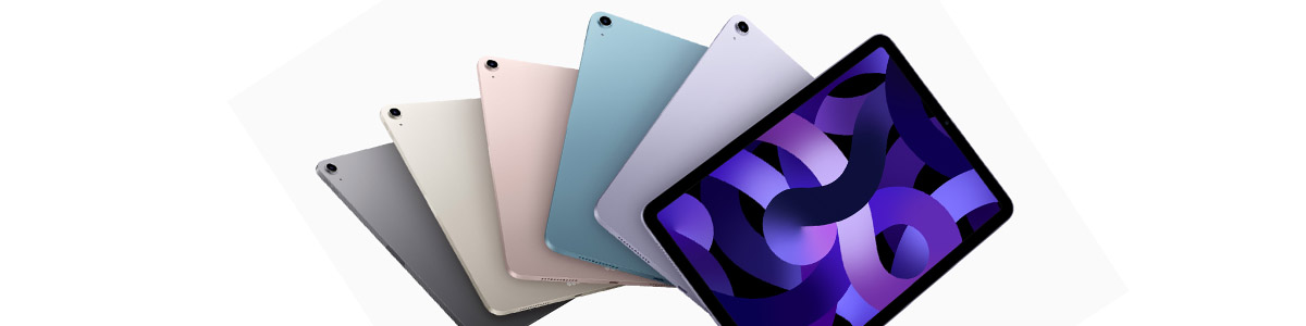 Range of iPad Air tablets in different colours