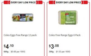 Coles eggs unit price