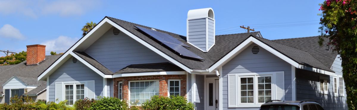 House with solar panels on the roof