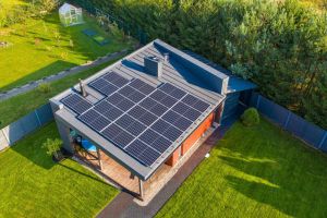 House with solar panels on roof