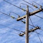 Electricity wires with blue sky background