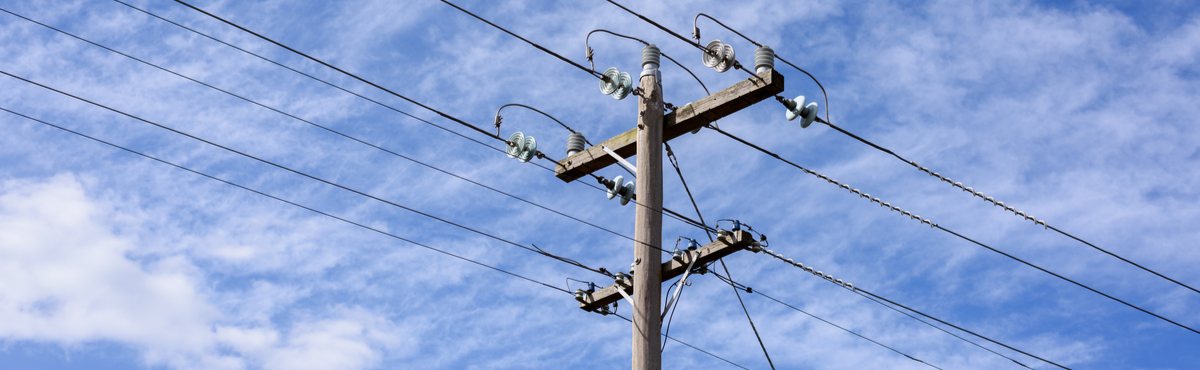 Electricity wires with blue sky background