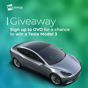 OVO Energy Tesla giveaway ad