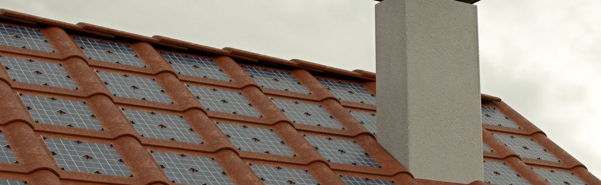 Solar tiles on a roof