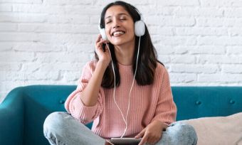 Woman listening to music