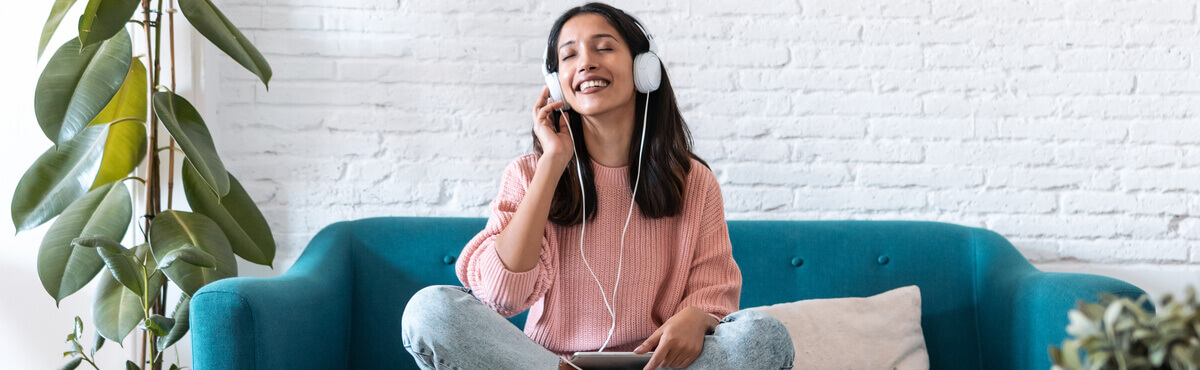 Woman listening to music