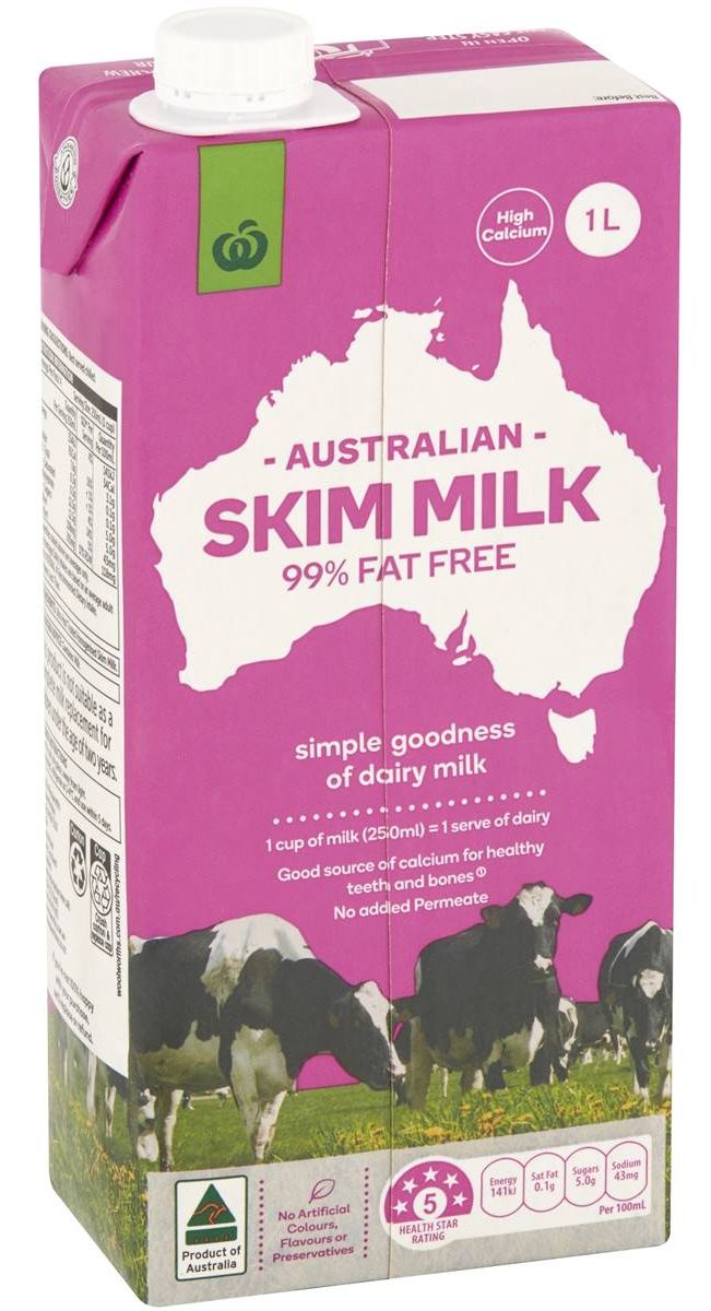 Woolworths long life milk compared