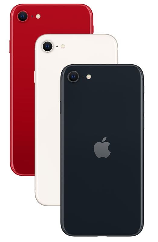 iPhone SE in black, white, red