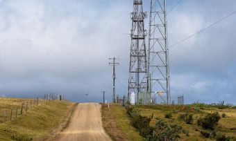 Communications towers on a road in country Australia