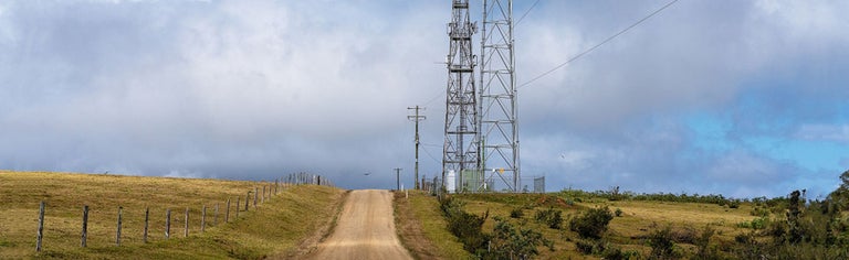 Communications towers on a road in country Australia