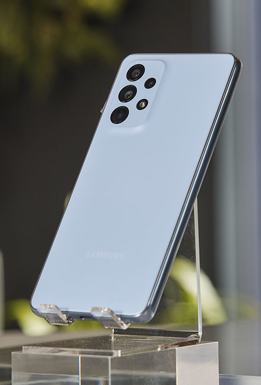 Blue Samsung Galaxy A53 phone