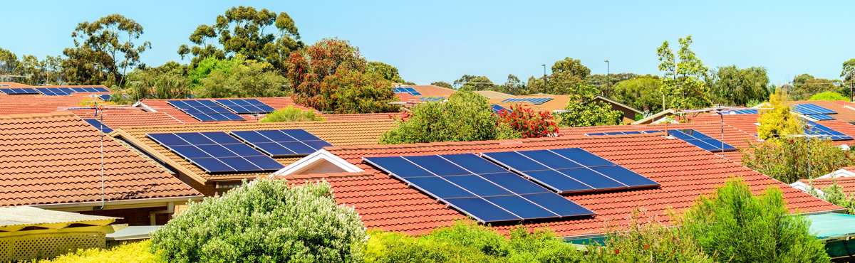 Solar panels on house roof in Australia