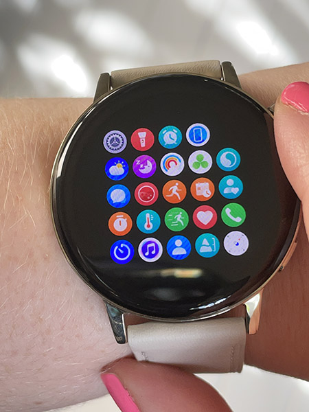 Person using Huawei GT 3 watch button