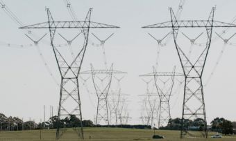 Electricity towers in Australian landscape