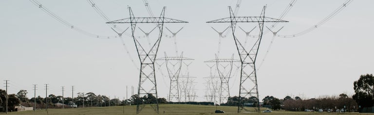 Electricity towers in Australian landscape