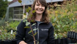 Woman holding tree ready to be planted