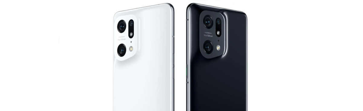 OPPO find X5 Pro in white and black